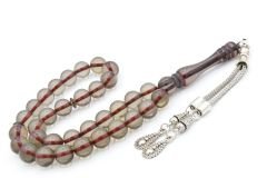 Küre Kesim Kokulu Kahverengi Toz Kehribar Tesbih 10 Mm