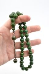 Gümüş Kaplama Kamçılı Küre Kesim İri Boy Turkuaz Katalin Tesbih