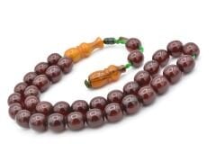 Dabbas Usta İmzalı Fıçı Kesim Kahverengi Sıkma Kehribar Tesbih