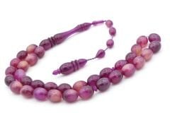 Sistemli Beyzi Kesim Dev Boy Mor Beyaz Toz Pres Kehribar Tesbih