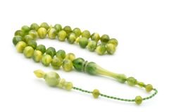 Sistemli Sığırcık Kesim Bilek Boy Hareli Yeşil Toz Kehribar Tesbih