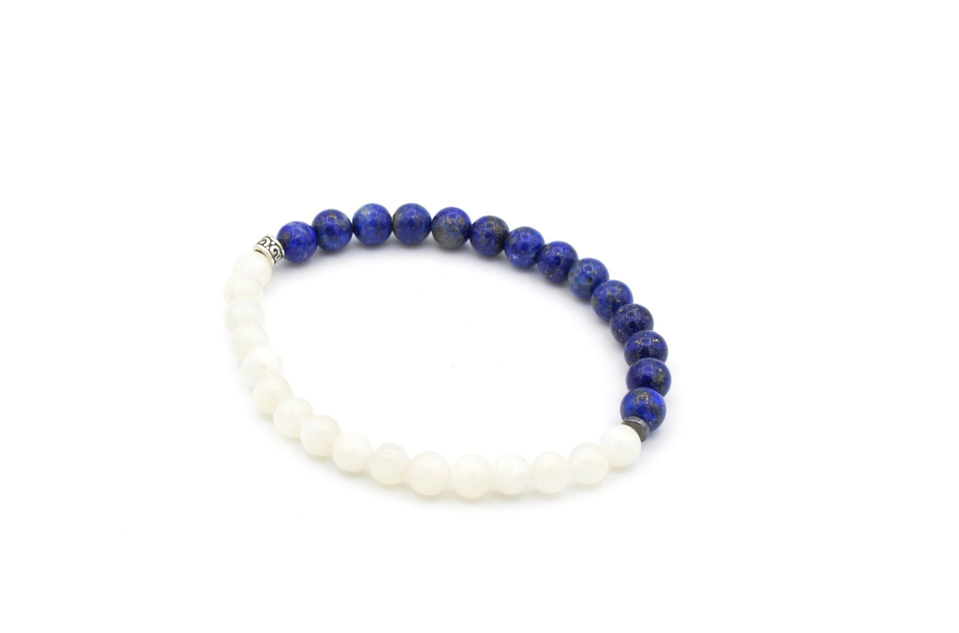 DOĞAL LAPİS LAZULİ VE AY TAŞI BİLEKLİK 1.KALİTE DOĞAL TAŞ