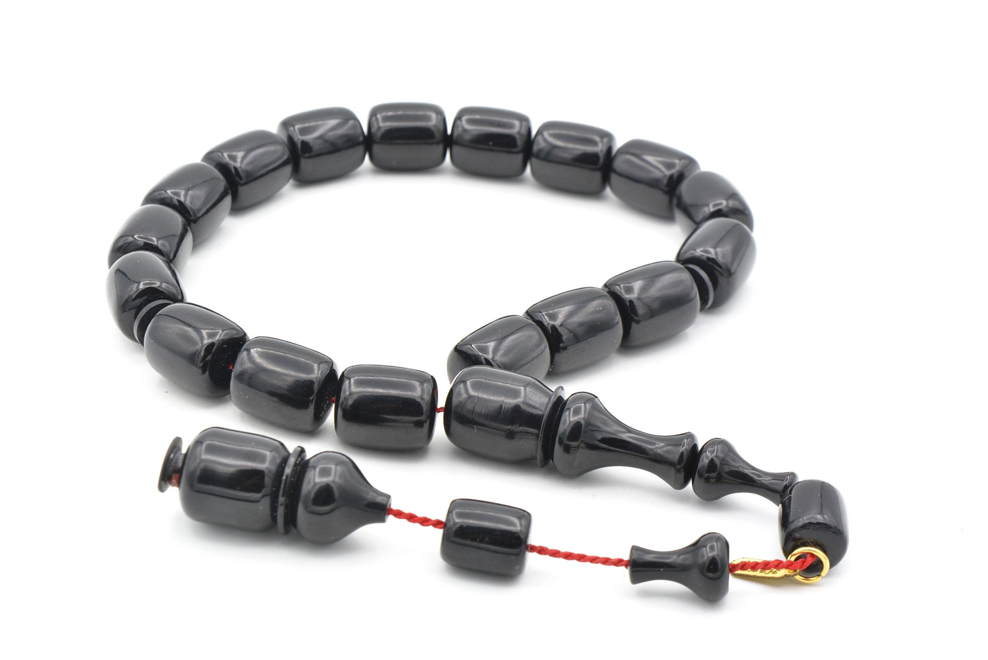 Hakkı Usta İmzalı Fıçı Kesim Siyah Sıkma Kehribar Efe Maskot Tesbih