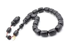 Hakkı Usta İmzalı Fıçı Kesim Siyah Sıkma Kehribar Efe Maskot Tesbih