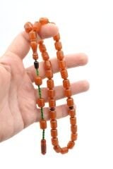 USTA İŞİ SİSTEMLİ FIÇI KESİM ÇUBUK MALZEME TURUNCU SIKMA KEHRİBAR TESBİH 130