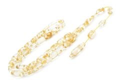 Sistemli Kapsül Kesim Altın Varaklı Sıkma Kehribar Tesbih