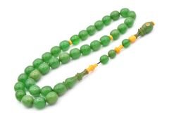 USTA İMZALI ŞENALP MODEL YEŞİL SIKMA KEHRİBAR TESBİH 001