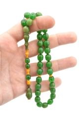 USTA İMZALI ŞENALP MODEL YEŞİL SIKMA KEHRİBAR TESBİH 001