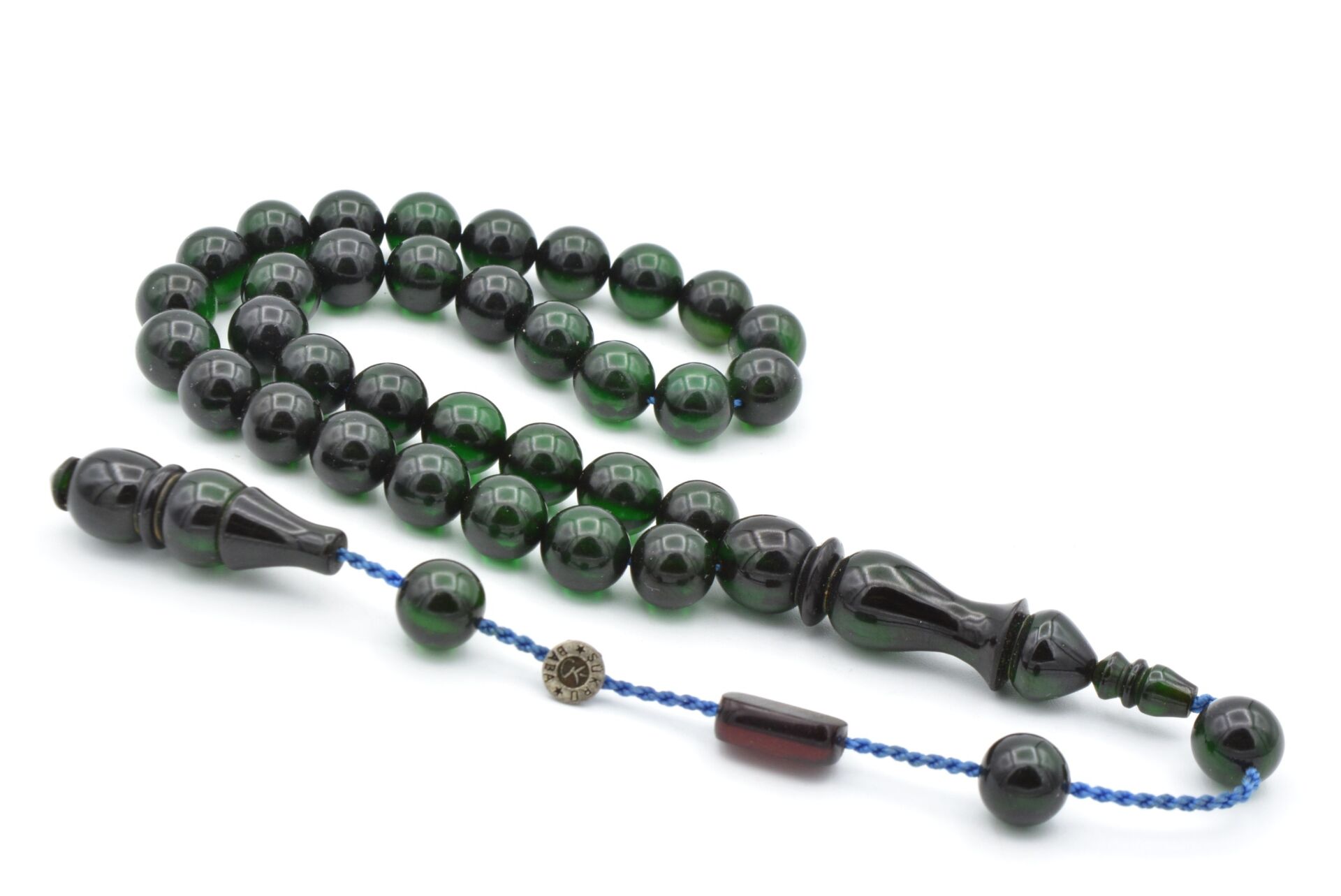 USTA İŞİ SİSTEMLİ KÜRE KESİM YEŞİL SIKMA KEHRİBAR TESBİH 120