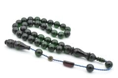 USTA İŞİ SİSTEMLİ KÜRE KESİM YEŞİL SIKMA KEHRİBAR TESBİH 120