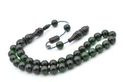 USTA İŞİ SİSTEMLİ KÜRE KESİM YEŞİL SIKMA KEHRİBAR TESBİH 120