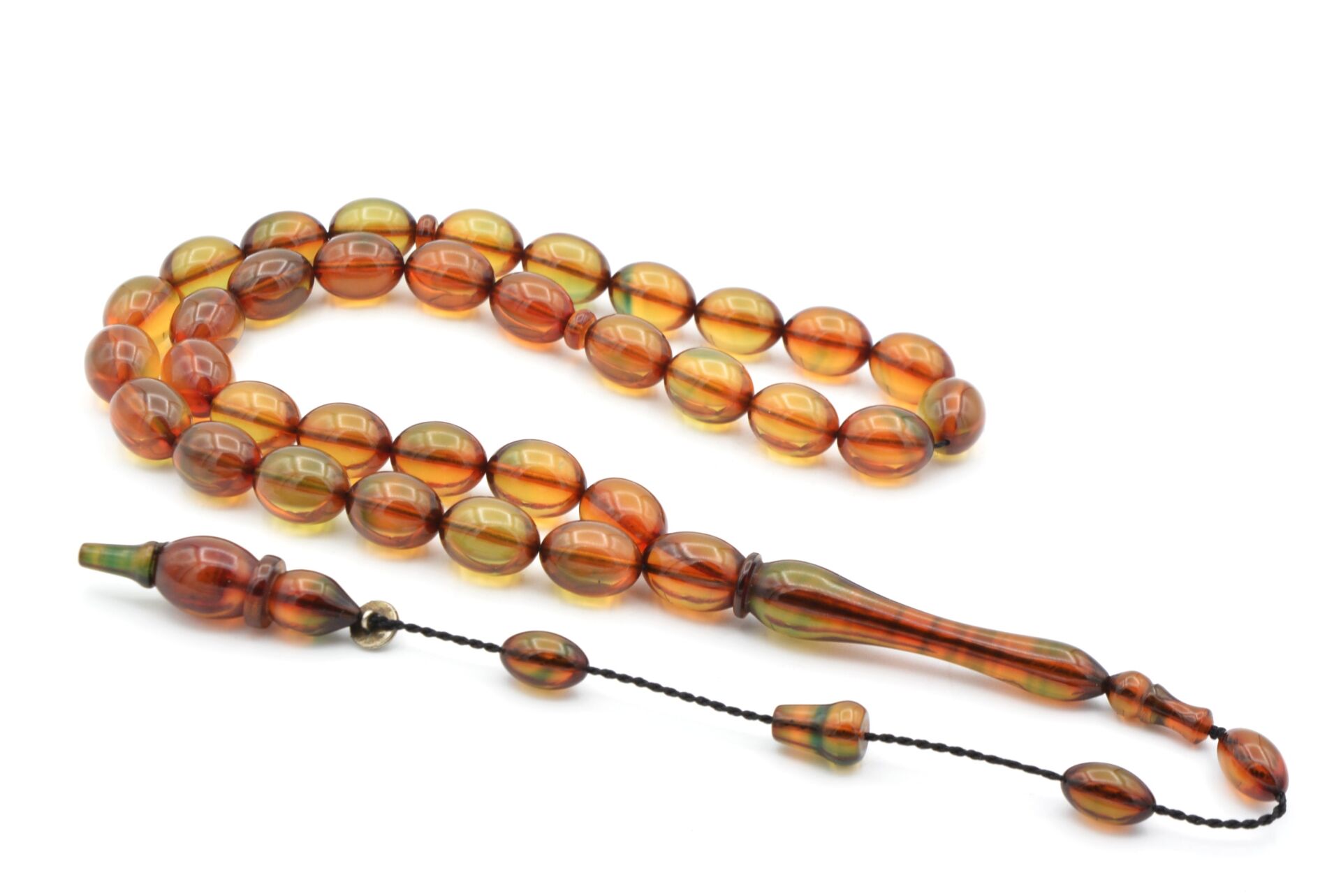 Murat Akbulut İmzalı Beyzi Kesim Mavi Ateş Kehribar Tesbih