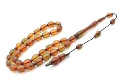 Murat Akbulut İmzalı Beyzi Kesim Mavi Ateş Kehribar Tesbih