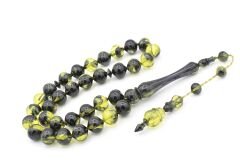 Sistemli Sığırcık Kesim Hareli Zeytin Yeşili Toz Pres Kehribar Tesbih