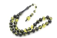 Sistemli Sığırcık Kesim Hareli Zeytin Yeşili Toz Pres Kehribar Tesbih