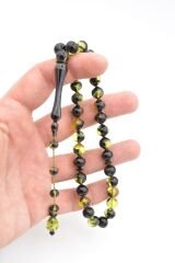 Sistemli Sığırcık Kesim Hareli Zeytin Yeşili Toz Pres Kehribar Tesbih