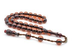 Zeyzun İmzalı Küre Kesim Kahverengi Sıkma Kehribar Tesbih