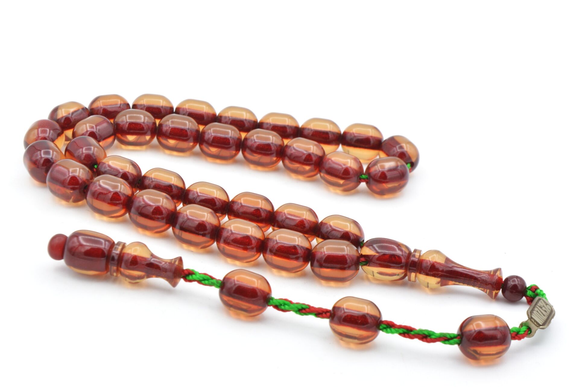 Zeyzun İmzalı Kapsül Kesim Şeffaf Sıkma Kehribar Tesbih