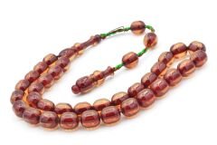 Zeyzun İmzalı Kapsül Kesim Şeffaf Sıkma Kehribar Tesbih