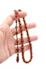 Zeyzun İmzalı Kapsül Kesim Şeffaf Sıkma Kehribar Tesbih