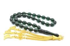 USTA İŞİ SARI PÜSKÜLLÜ LACİVERT SIKMA KEHRİBAR TESBİH İRİ BOY