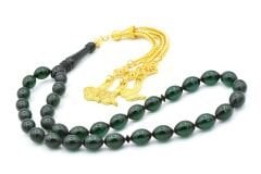 USTA İŞİ SARI PÜSKÜLLÜ LACİVERT SIKMA KEHRİBAR TESBİH İRİ BOY