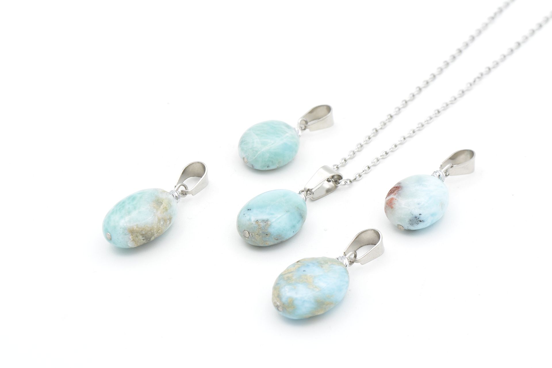 Hakiki Doğal Atlantis Larimar Taşı Kolye Ucu