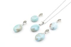 Hakiki Doğal Atlantis Larimar Taşı Kolye Ucu