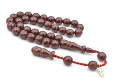 Hakkı Usta İmzalı Küre Kesim Bilek Boy Vişne Rengi Sıkma Kehribar Tesbih