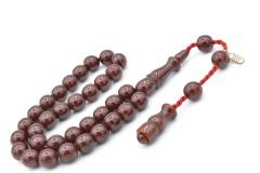 Hakkı Usta İmzalı Küre Kesim Bilek Boy Vişne Rengi Sıkma Kehribar Tesbih