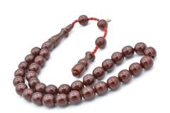 Hakkı Usta İmzalı Küre Kesim Bilek Boy Vişne Rengi Sıkma Kehribar Tesbih