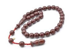 Hakkı Usta İmzalı Küre Kesim Bilek Boy Vişne Rengi Sıkma Kehribar Tesbih