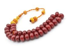 Ahmet Emin Yapımı Osmanlı Model Vişne Sıkma Kehribar Tesbih 001