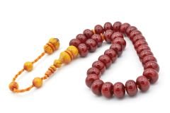 Ahmet Emin Yapımı Osmanlı Model Vişne Sıkma Kehribar Tesbih 001