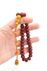 Ahmet Emin Yapımı Osmanlı Model Vişne Sıkma Kehribar Tesbih 001