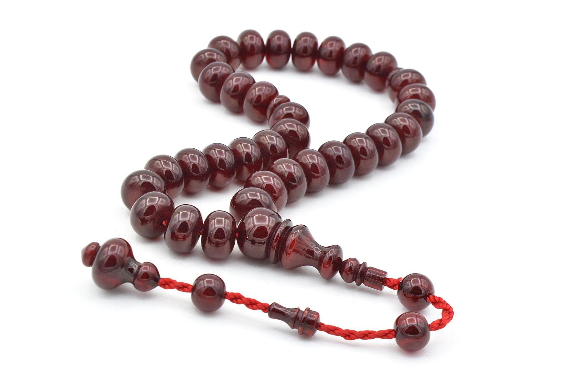 Ahmet Emin Yapımı Osmanlı Model Vişne Sıkma Kehribar Tesbih 002