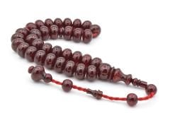 Ahmet Emin Yapımı Osmanlı Model Vişne Sıkma Kehribar Tesbih 002