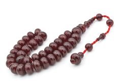 Ahmet Emin Yapımı Osmanlı Model Vişne Sıkma Kehribar Tesbih 002