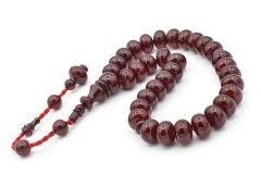 Ahmet Emin Yapımı Osmanlı Model Vişne Sıkma Kehribar Tesbih 002