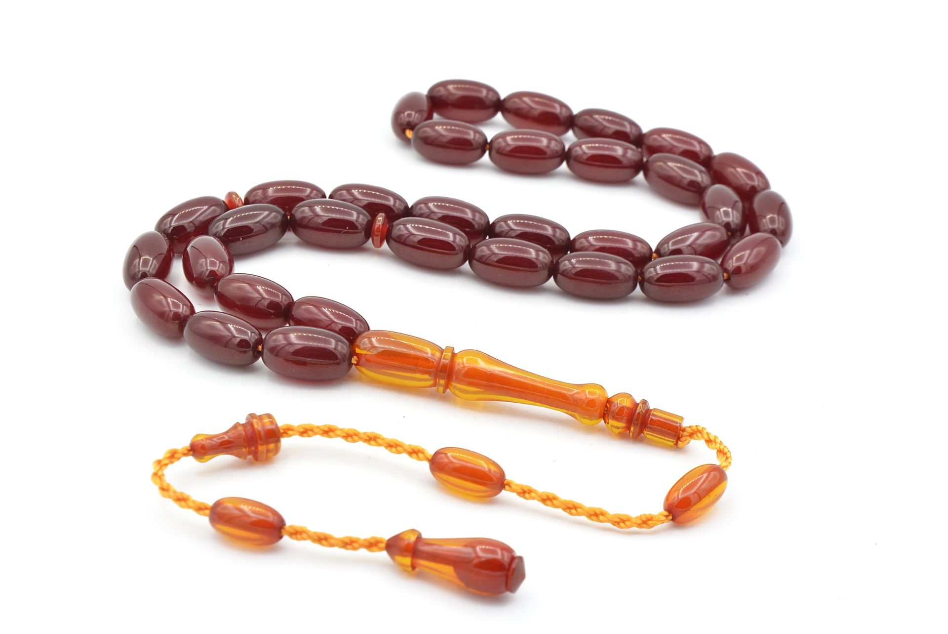 Ahmet Emin Yapımı Arpa Kesim Osmanlı Vişne Sıkma Kehribar Tesbih