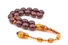 Ahmet Emin Yapımı Osmanlı Model Vişne Sıkma Kehribar Efe Maskot Tesbih