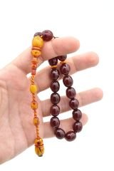 Ahmet Emin Yapımı Osmanlı Model Vişne Sıkma Kehribar Efe Maskot Tesbih