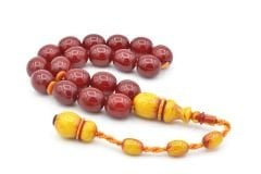 Ahmet Emin Yapımı Osmanlı Model Kırmızı Sıkma Kehribar Efe Maskot Tesbih