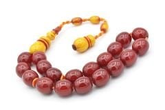 Ahmet Emin Yapımı Osmanlı Model Kırmızı Sıkma Kehribar Efe Maskot Tesbih