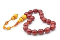 Ahmet Emin Yapımı Osmanlı Model Kırmızı Sıkma Kehribar Efe Maskot Tesbih