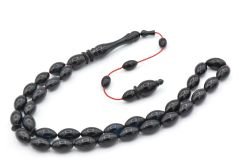 SİSTEMLİ USTA YAPIMI KALEM İŞİ İMAMELİ KOYU LACİVERT SIKMA KEHRİBAR TESBİH