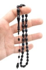 SİSTEMLİ USTA YAPIMI KALEM İŞİ İMAMELİ KOYU LACİVERT SIKMA KEHRİBAR TESBİH