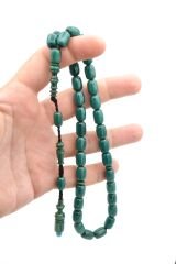 Hakkı Usta İmzalı Kapsül Kesim İri Boy Mavi Katalin Tesbih