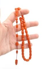 USTA İŞİ SİSTEMLİ KAPSÜL KESİM TURUNCU SIKMA KEHRİBAR TESBİH 092