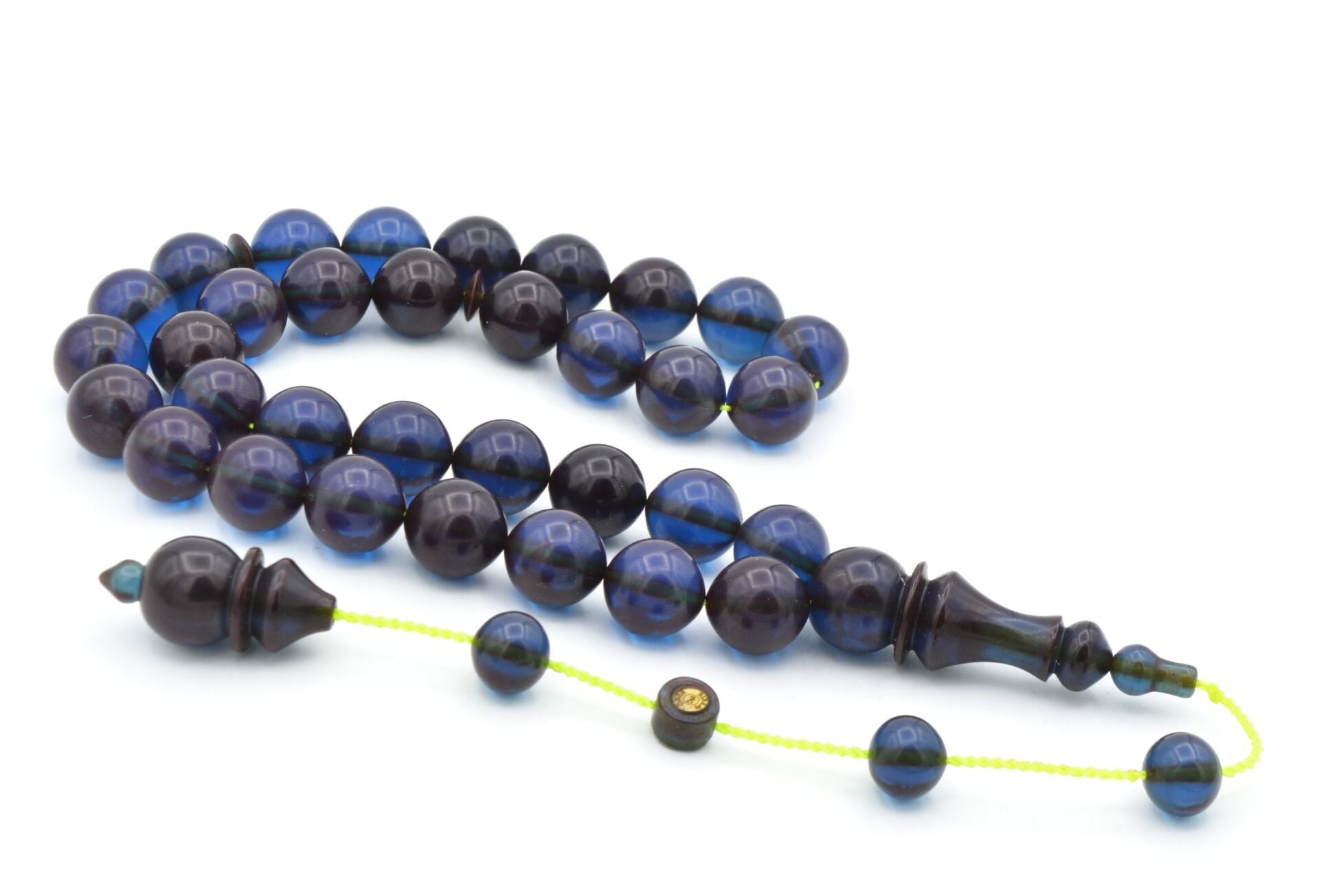 Ömer Mekik İmzalı Küre Kesim Lacivert Ateş Kehribar Tesbih